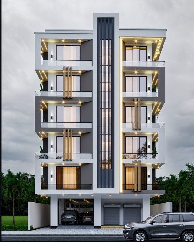 Design 19: modern 6 storey apartment render